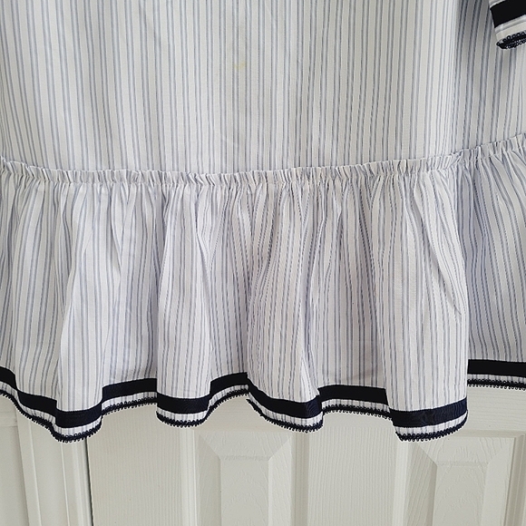 Tuckernuck Ruffle Neck Tiered Mini Dress Chic Striped Shirtdress Tunic Resort - Picture 7 of 15